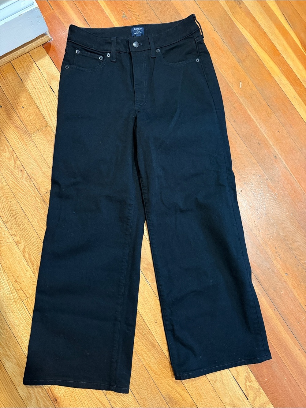 J. Crew Black Curvy Wide-Leg Crop Jeans